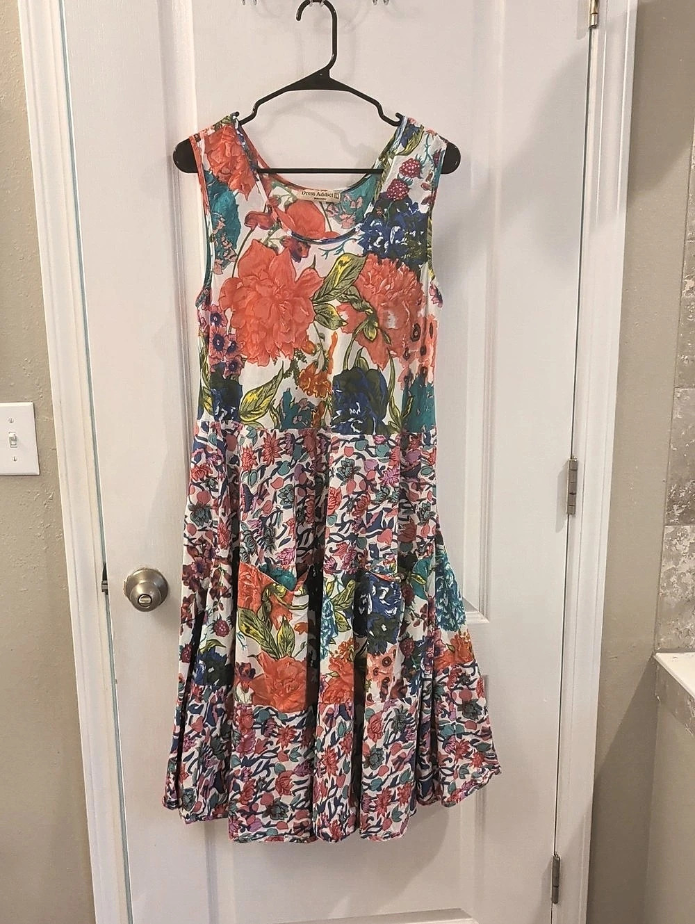Dress Addict Joy Dress Floral Midi Dress Multicolor & White Large